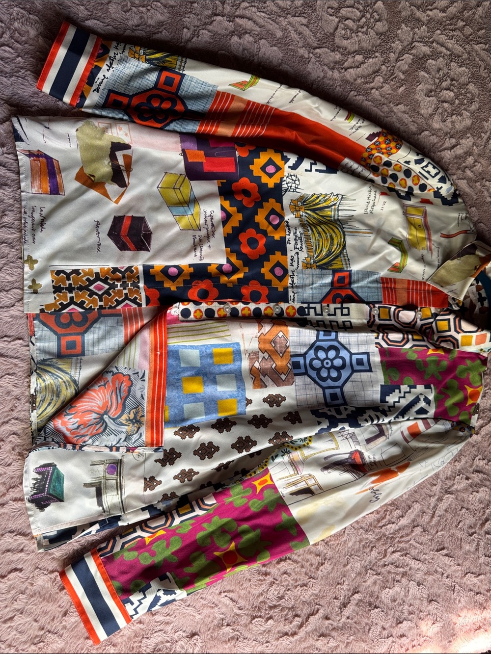 Tory Burch Multicolor Geometric & Floral Wide-Leg pants long sleeve set - Picture 5 of 17